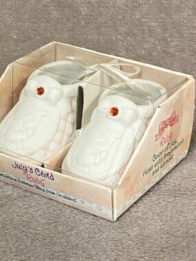 VTG Precious Moments  Birthstone Porcelain Baby Shoe Ruby July Keepsake